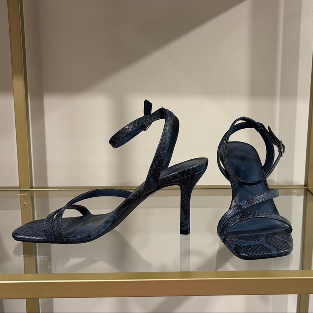Sleek Blue Medium Heel Sandals